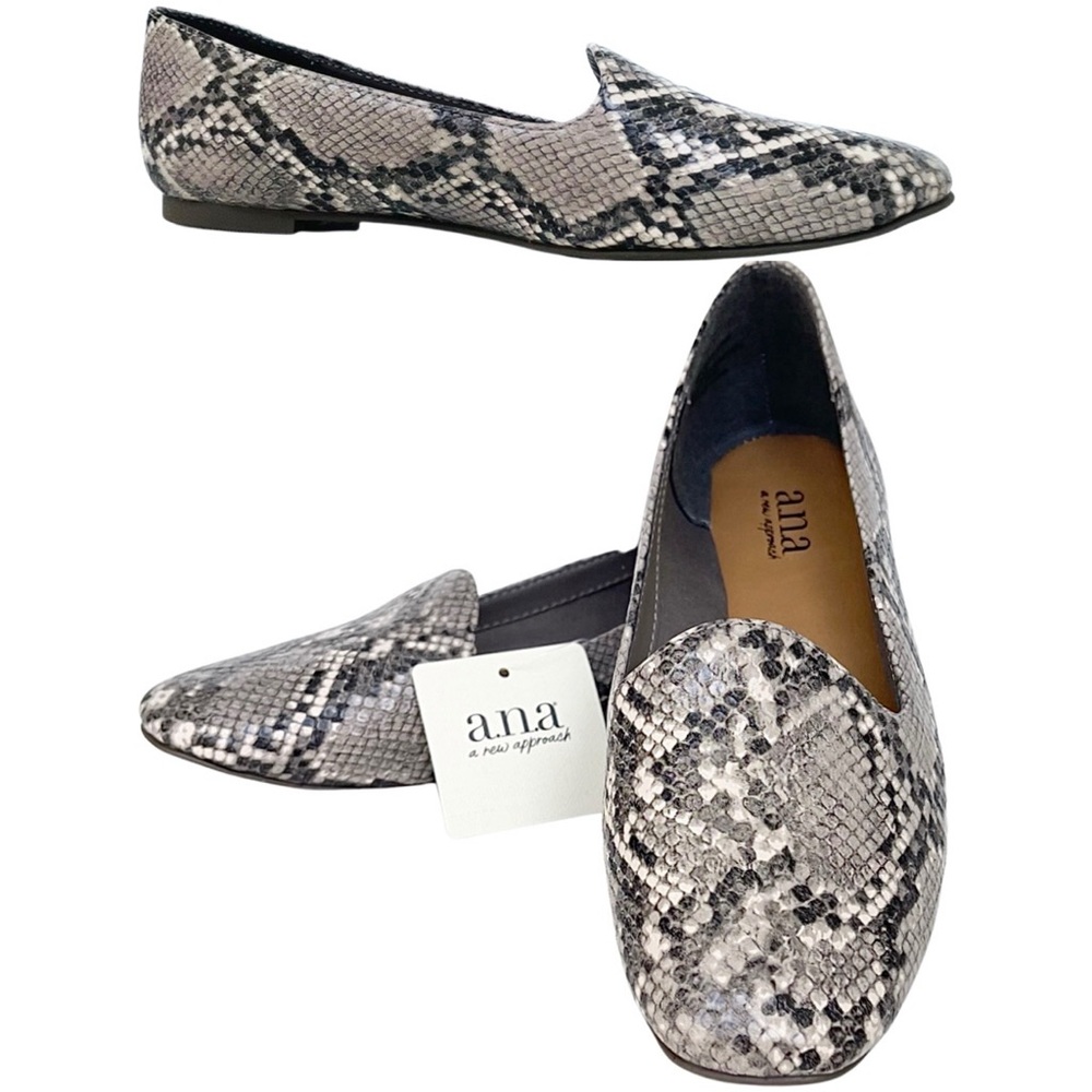 a.n.a Klapper Ballet Shoes Snake Taupe  Print Flat Pull-On Round Toe Pull-On